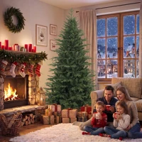 HOMCOM 7ft Artificial Christmas Tree with 2080 Realistic Tips, Hinged Xmas Tree with Wide Shape for Home Office, Green(m-9)