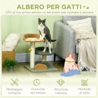PawHut Albero Tiragraffi per Gatti con 2 Lettini, Pallina e Rivestimento in Velluto, 43x39x52cm(m-4)
