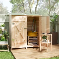 Outsunny houten tuinkast met tuintafel – 140 x 75 x 157 cm(m-9)