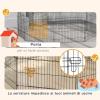 PawHut Recinto per Cani e Cuccioli 8 Pannelli in Acciaio, Gabbia per Cani, Box per Animali Domestici da Interno e Esterno, Ø180x61 cm, Nero(m-6)