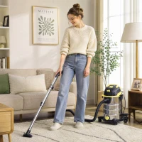 HOMCOM 1400W Vacuum Cleaner, 3-in-1 Wet and Dry Vacuum Cleaner with Blowing Mode and 30L Stainless Steel Tank, Yellow(m-9)