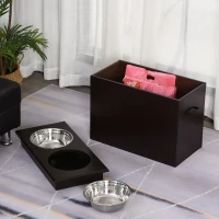 PawHut Gamelles chiens surélevées gamelle double chien chat Porte-gamelles surélevé 60L x 30l x 41H cm bois chocolat(m-10)