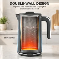 HOMCOM Electric Kettle, 1.7L Fast Boil 3000W Water Kettle with LED Display, Adjustable Temperature, Keep Warm Function, Grey(m-9)