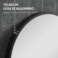 HOMCOM Specchio Bagno Ovale da Parete con Cornice in Alluminio, Verticale o Orizzontale, 40x70cm, Nero(m-5)