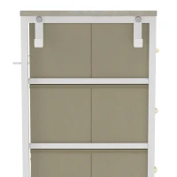 HOMCOM Chest of Drawers, Dresser with 4 Fabric Drawers, Tall Storage Unit with 4 Pockets and 2 Hooks, Steel Frame, Natural Wood(m-13)