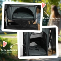 PawHut Passeggino per Cani Piccoli Pieghevole con Maniglione Girevole e Cestino Portaoggetti, 76.5x52x95 cm, Grigio(m-7)