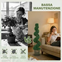 HOMCOM Set 2 Piante Finte di Bosso a Spirale 120cm con Vaso Incluso, per Decorazione Interno ed Esterno, Verde(m-5)