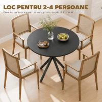 HOMCOM Masă Rotundă de Dining în Stil Industrial cu Picioare în Cruce din Oțel, Ø80x75 cm, Negru(m-4)