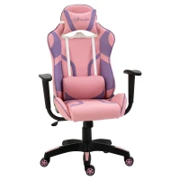 Vinsetto Ergonomischer Gaming Stuhl Bürostuhl Drehstuhl Verstellbares Massage Lendenkissen Höhenverstellbar Rosa&Violett 69x56x125,5 cm(m-1)