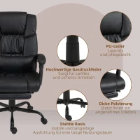 Vinsetto Ergonomische Bureaustoel met Massagefunctie, Schrijftafelstoel met Voetensteun, Hoge Rugleuning, Verstelbare Lendensteun - Zwart(m-8)