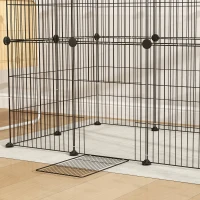 PawHut Recinto Metálico para Animais com 24 Painéis Recinto para Animais Pequenos Personalizável 120x60x80 cm Preto(m-9)