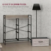 HOMCOM Cómoda com 6 Gavetas Dobráveis de Tecido Estrutura de Aço e Estilo Industrial 79x29x85 cm Cinzento(m-6)