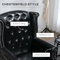 HOMCOM Wingback Accent Chair Tufted Chesterfield-style Armchair with Nail Head Trim for Living Room Bedroom Black(m-5)