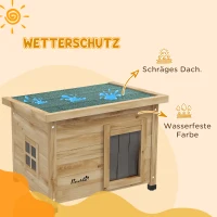 PawHut Kattenhuis Kattenhut Kattenhol, weerbestendig, Kat 6 kg, 57 cm x 45 cm x 43 cm, Natuur(m-5)