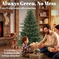 HOMCOM 150cm Artificial Christmas Tree Full Hinged Xmas Tree Solid Pine Wood Stand, Green(m-4)
