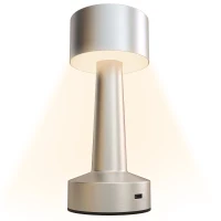 HOMCOM Cordless Table Lamp, Touch LED Desk Lamp with Rechargeable Battery, 3 Colour, for Bedroom Living Room, Silver(m-1)