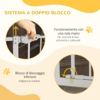 PawHut Cancellino per Cani Regolabile Alto con Porta Piccola e Chiusura Automatica, 74-80x104cm, Bianco(m-3)