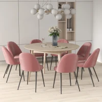 HOMCOM Conjunto de 8 Cadeiras de Sala de Jantar Modernas Cadeiras Estofadas em Veludo com Encosto Alto 50x52x83 cm Rosa(m-6)