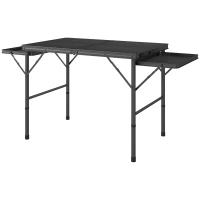Outsunny Mesa Dobrável Campismo de Alumínio 137x62x67 cm com Laterais Abatíveis Altura Ajustável Bancada Metálica de Grade Preto(m-11)