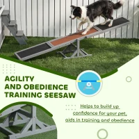 PawHut Wooden Pet Seesaw for Big Dogs, Dog Agility Equipment with Anti-Slip Surface - Grey(m-7)