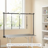PawHut Dog Grooming Arm Adjustable H-Shape Dog Grooming Table Arm with Clamp and 3 Nooses Black(m-2)
