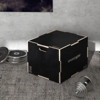 SPORTNOW Cajón de Salto Pliométrico de Madera con Mangos Huecos Carga 120 kg para Casa Oficina Gimnasia 76x61x51 cm Negro(m-7)