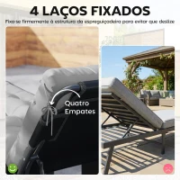 Outsunny Conjunto de 2 Almofadas para Espreguiçadeiras 180x55 cm Almofadas para Cadeiras de Jardim Espessas UPF30+ com 4 Fitas Cinzento Claro(m-6)