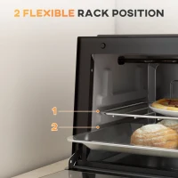 HOMCOM Mini Oven, 9L Countertop Electric Grill, Toaster Oven with Adjustable Temperature, Timer, Dishwasher Safe Baking Tray and Wire Rack, 750W, Black(m-5)