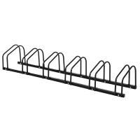 HOMCOM Estacionamento para 6 Bicicletas Suporte de Aço para Estacionar Bicicletas no Chão para Interior e Exterior 179x33x27 cm Preto(m-1)