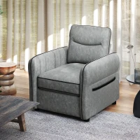 HOMCOM Accent Chair, Faux Leather Armchair - Grey(m-10)