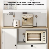 HOMCOM Kitchen Cupboard, Freestanding Kitchen Cabinet with 2 Cabinets, 2 Drawers, Open and Adjustable Shelves, White(m-6)