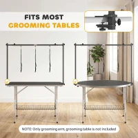 PawHut Dog Grooming Arm Adjustable H-Shape Dog Grooming Table Arm with Clamp and 3 Nooses Black(m-7)