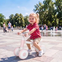 AIYAPLAY Kinder Laufrad Klappbar Lauflernrad mit leisen EVA-Rädern Höhenverstellbarer Sitz für 1-2 Jahre Rosa(m-2)