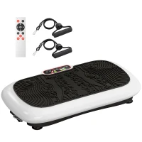 HOMCOM Vibrationsplatte mit 99 Stufen, 2 Fitnessbändern 73 x 40 x 13cm Weiß+Schwarz(m-11)