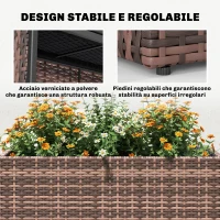 Outsunny Letto per Orto Rialzato da Esterno 45L in Rattan, con Fori di Drenaggio e Piedini Regolabili, Marrone(m-6)