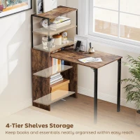 HOMCOM Folding Shelf and Work Table - Brown/Black(m-5)