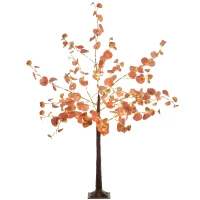 HOMCOM Árvore de Eucalipto Artificial 150 cm Árvore Artificial com 245 Luzes LED e Base Decoração Laranja e Marrom(m-1)
