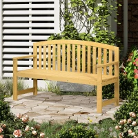 Outsunny 2-zits tuinbank hout, weerbestendige zitbank, tuinmeubel met rugleuning, 240 kg draagbaar 140 x 50 x 85 cm, Orange(m-2)