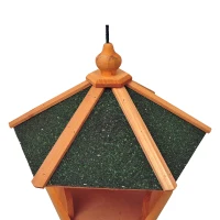 PawHut Mangeoire à oiseaux en bois avec toit imperméable, nichoir suspendu pour extérieur, 40 x 40 x 35 cm(m-7)