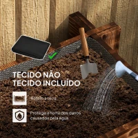 Outsunny Caixa de Plantio de Madeira de 3 Níveis com Malha Geotextil para Cultivos de Plantas Flores Exterior 93x93x35 cm Carbonizado(m-7)