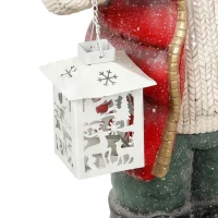 HOMCOM Kerstdecoratie, rendier met lantaarn, led, op batterijen, 25,5 x 19,5 x 52 cm, rood(m-12)