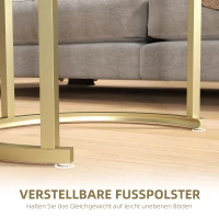 HOMCOM Set van 2 Salontafel, Ovale en Ronde Koffietafel, Stapelbaar, Staal, Ø50 x 50,5H cm, Goud(m-6)