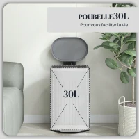 HOMCOM Poubelle de cuisine poubelle à pédale 30L couvercle à fermeture douce seau intérieur amovible 36,5 x 31,2 x 60,8 cm gris(m-4)