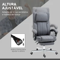 Vinsetto Cadeira de Escritório com 6 Pontos de Massagem com Vibração Reclinável com Altura Ajustável 65x61x101-113 cm Cinza(m-6)