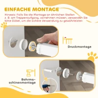 PawHut Treppenschutzgitter Türschutzgitter mit Katzenklappe ohne Bohren 75-85 cm aus Stahl für Hunde, Treppen, Tür, Weiß(m-8)