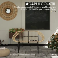 Outsunny 2-zits Tuinbank Polyrattan, weerbestendige Bank in Rattanvlecht-Design, UV-bestendig tot 260kg belast, Khaki(m-4)