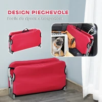 PawHut Brandina per Cani Piccoli Pieghevole per Interno ed Esterno, Metallo e Tessuto Oxford, 71x58x20 cm, Rosso(m-6)