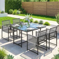 Outsunny 5 Pieces Garden Dining Set, Outdoor Patio Cube Set, 4 Seater Outdoor Table and Chairs with Foldable Backrest, Light Grey(m-14)