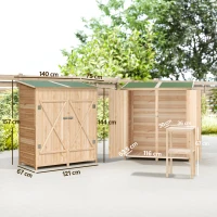 Outsunny houten tuinkast met tuintafel – 140 x 75 x 157 cm(m-3)