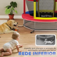HOMCOM Trampolim Infantil Ø160 cm Trampolim para Crianças de 3-6 Anos com Rede de Segurança Pernas em Forma de L Multicolor(m-8)